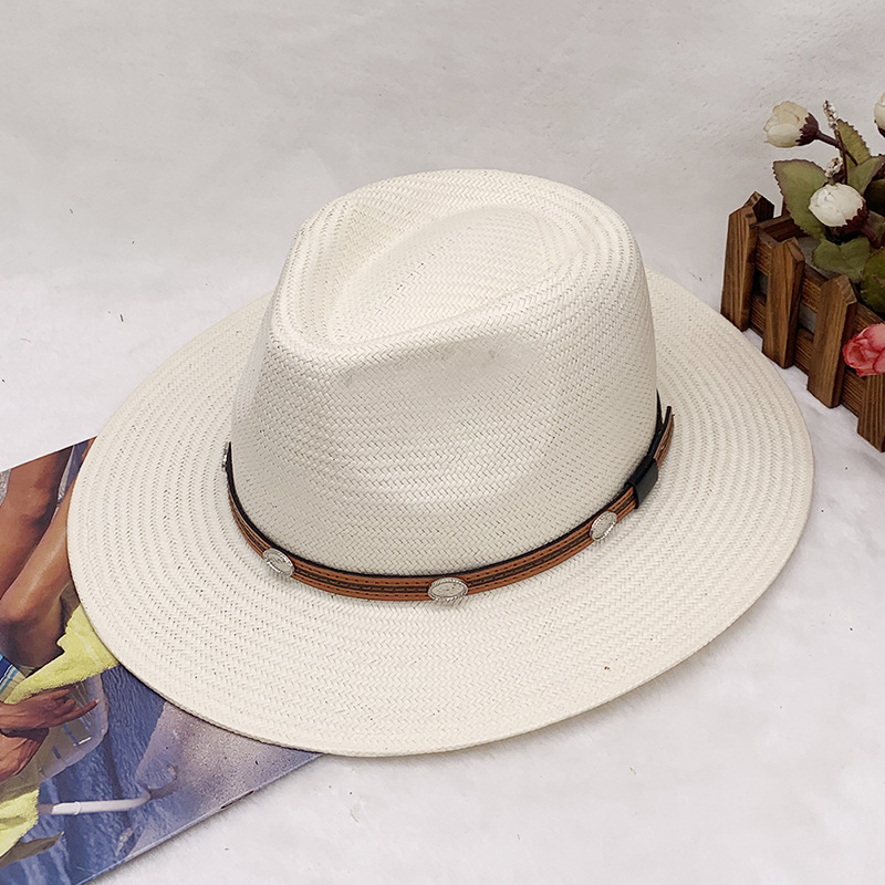 nuovo cappello da spiaggia parasole da uomo e da donna estivo da viaggio protezione solare cappello da cowboy occidentale cappello di paglia_voghion.com