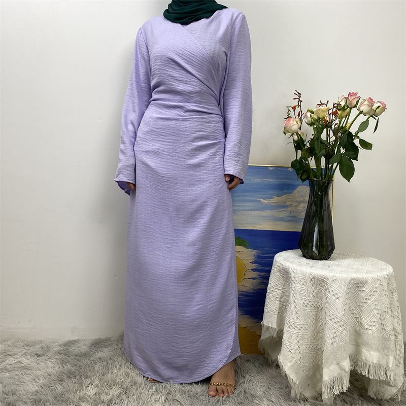 Abiti lunghi da donna in lino per le feste, abaya, musulmani, Ramadan, per l'Eid, caftano marocchino, abito nero, jalabiya, tinta unita_voghion.com