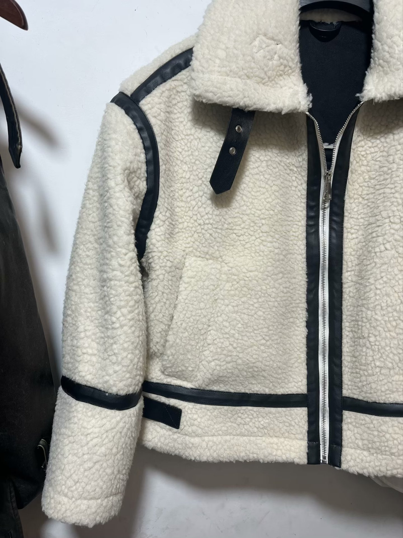 Women's Lamb Wool Coat , Motorcycle Fur All-in-one Motorcycle Thickened Jacket For Women_voghion.com