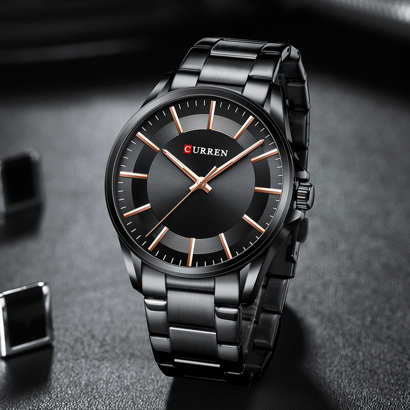 CURREN Marke Herrenuhr Edelstahl Top Qualität Luxus versteckter Verschluss wasserdicht leuchtende Sportarmbanduhren_voghion.com