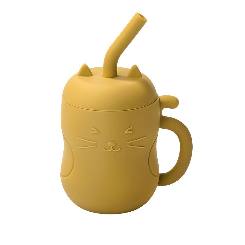 150ML 1PC Taza de pajita de silicona para alimentación de bebés Biberón de aprendizaje para niños Vajilla anticalor a prueba de fugas Botella de agua para bebés_voghion.com
