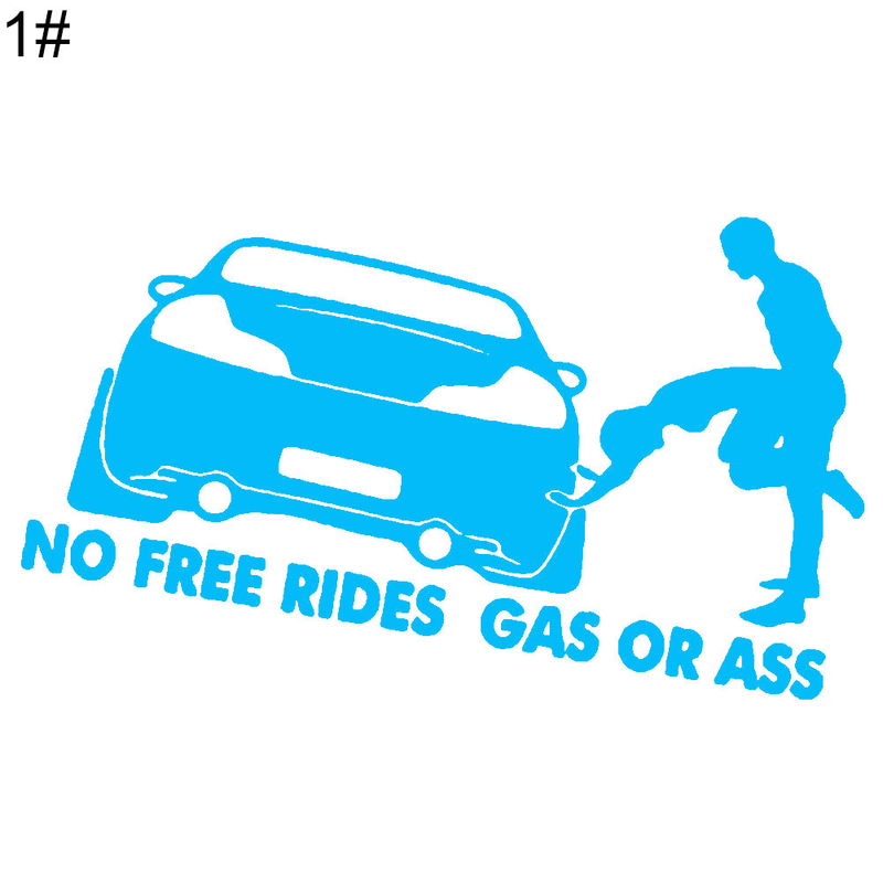 Yuanmheng Grappig Geen gratis ritten Gas of Ass Auto Voertuig Reflecterende Decals Sticker Decoratie_voghion.com