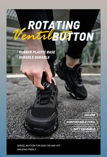 Rotating Button Safety Shoes Men Work Sneakers Indestructible Shoes Puncture-Proof Protective Shoes Work Boots Steel Toe Shoes_voghion.com