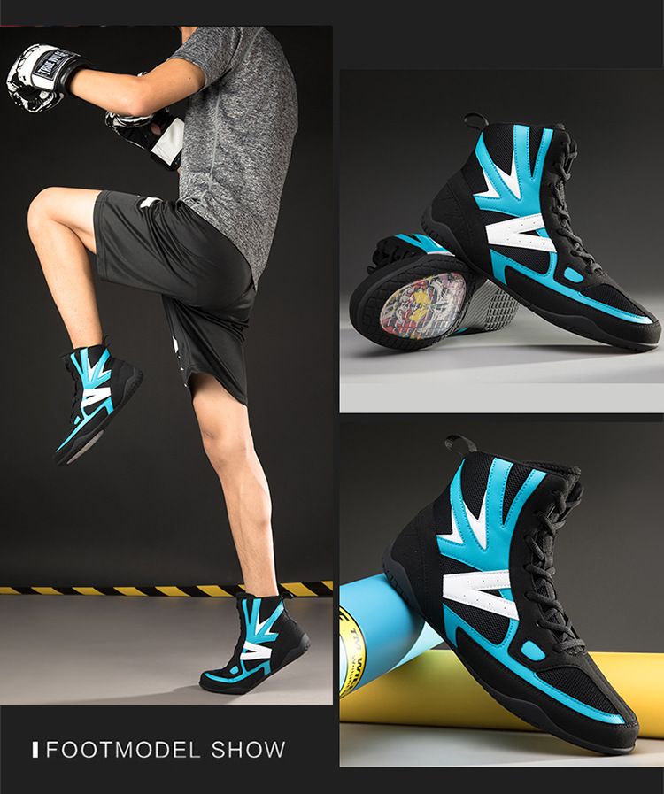 Nieuwe grote maten boksschoenen voor heren en dames, worstel- en vechtschoenen, ademende, lichtgewicht Sanda trainingsschoenen en vechtschoenen._voghion.com