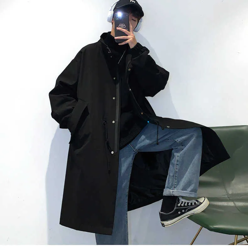 Cappotti da uomo alla moda con colletto rovesciato, tinta unita, trench, autunno inverno, monopetto, finto, 2021, giacca a vento casual_voghion.com