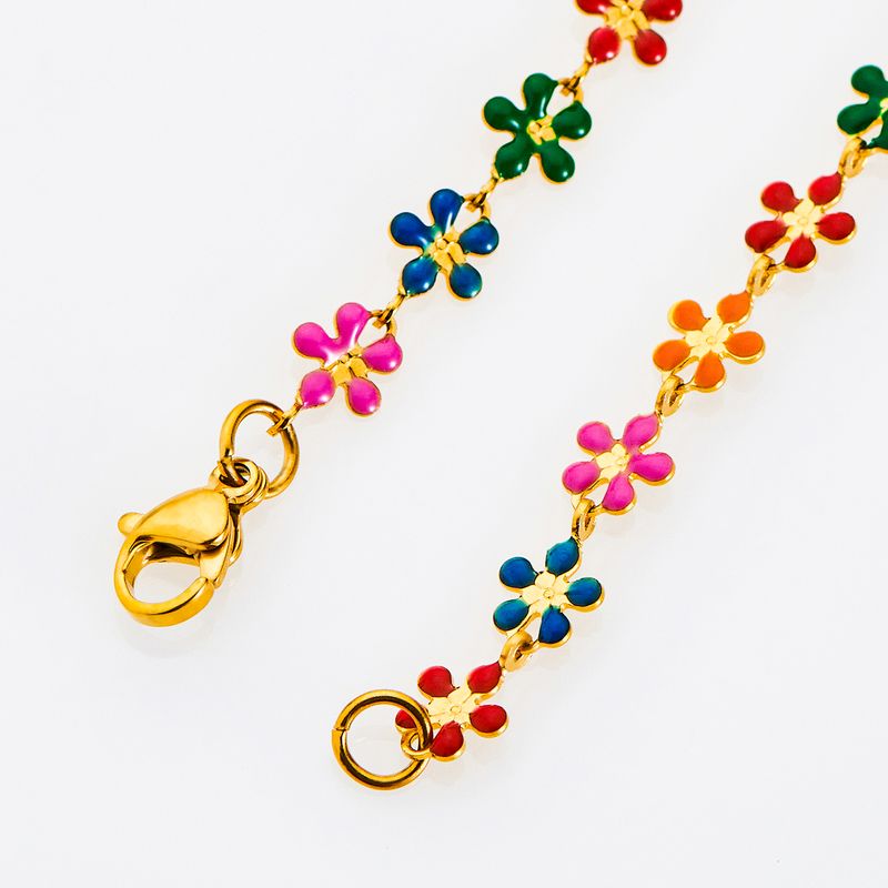 2025 Nuovi arrivi Smalto Margherita Charm Catena Acciaio inossidabile Collana Fatto a mano Dolce Piccoli fiori Link per la creazione di gioielli da donna_voghion.com