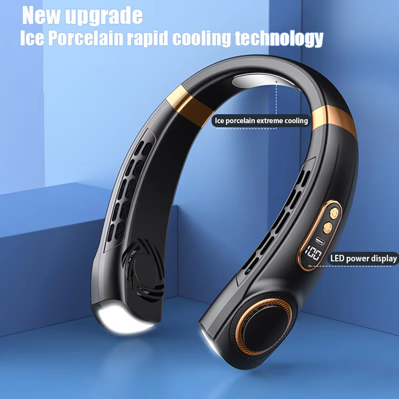 Ventilatore portatile da collo con display digitale, mini ventilatore USB con fascia da collo, per viaggi, corsa e uso esterno_voghion.com