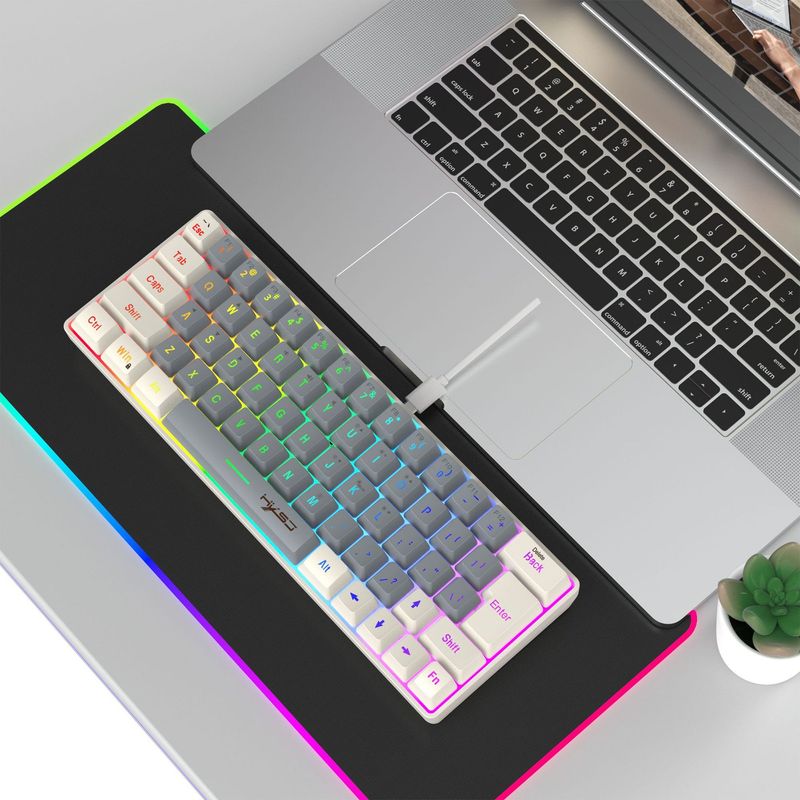 HXSJ new 63 wired film keyboard with dual color caps, RGB lighting, USB-C key cable separation_voghion.com