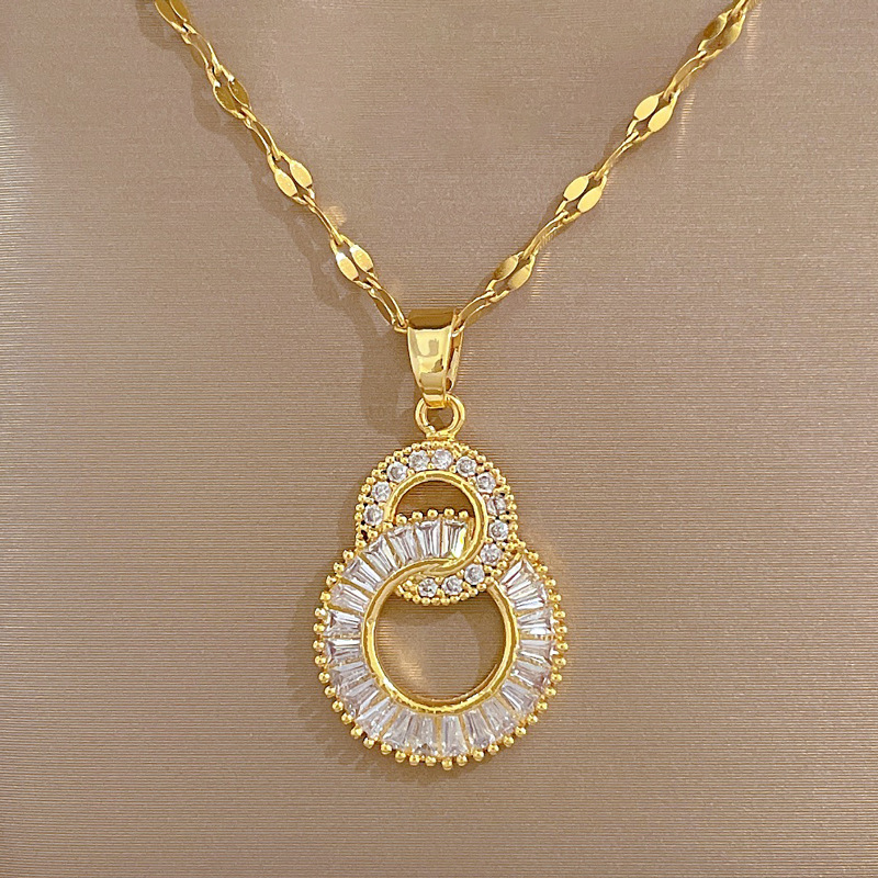 316L Stainless Steel Crossover Circles Pendant Necklace For Women Girl New Luxury Choker Charm Chain Jewelry Gift Party_voghion.com