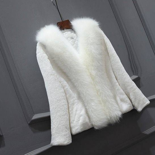 Damenbekleidung Pelzmantel Damen Kurz Langarm Schlank Fuchspelz_voghion.com