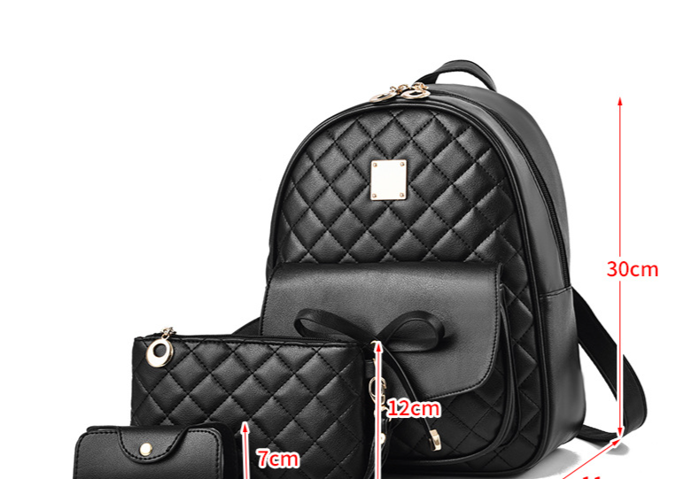 Backpack Set For Women Bow Backpack Trend Son Mother Diamond Check Backpack Three-piece Set_voghion.com