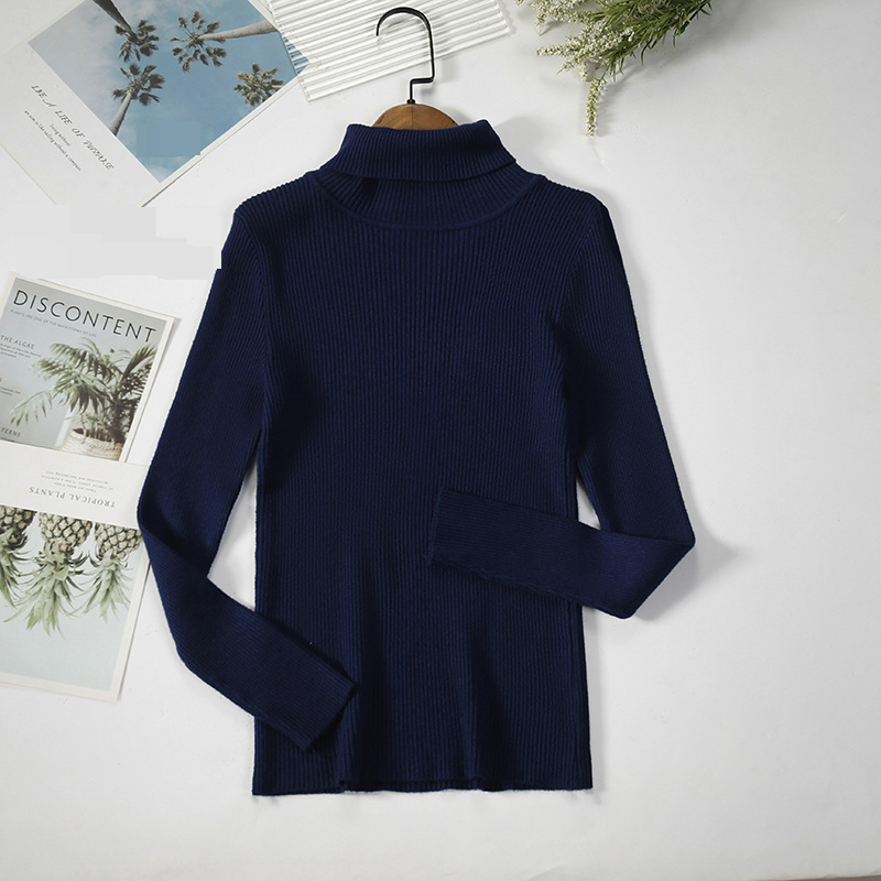 Maglione a collo alto a maniche lunghe da donna, maglione coreano tinta unita (24 colori in stock) maglione lavorato a maglia_voghion.com