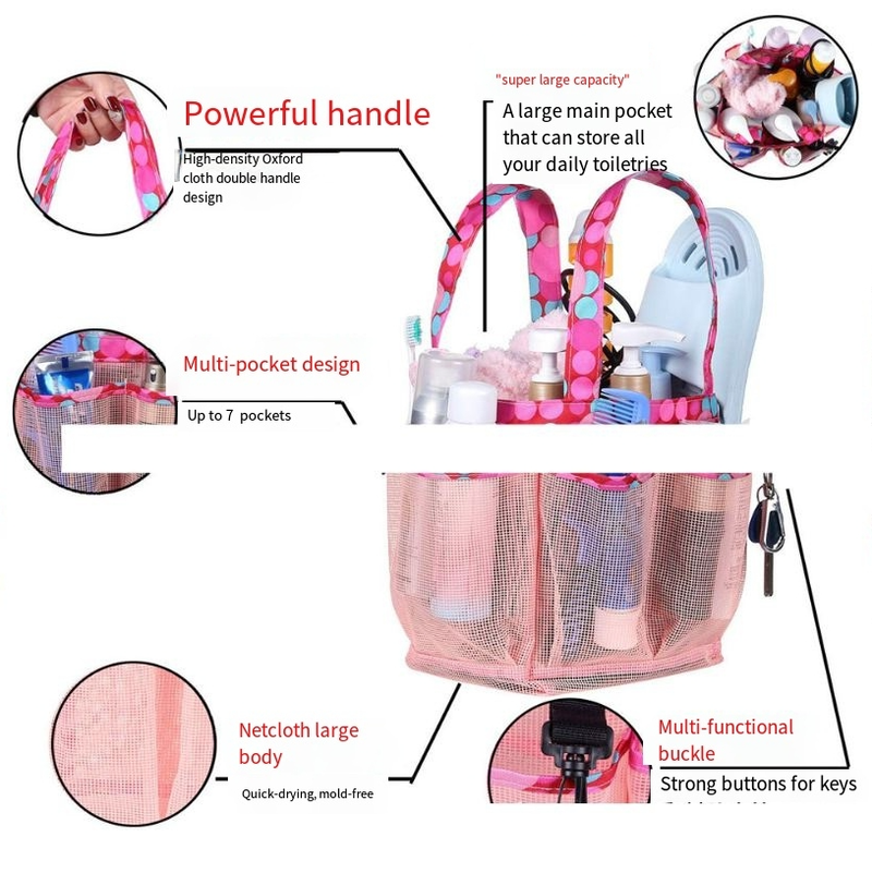 Bolsa de banho e natação, cesta de armazenamento para banheiro, bolsa de malha, bolsa de banho de grande capacidade, bolsa de higiene pessoal_voghion.com