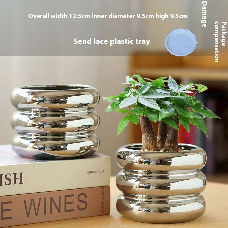 Keramik-Blumentopf mit Untertasse – Stilvolles Wohndekor für Sukkulentenpflanzen – Modernes und elegantes Design_voghion.com