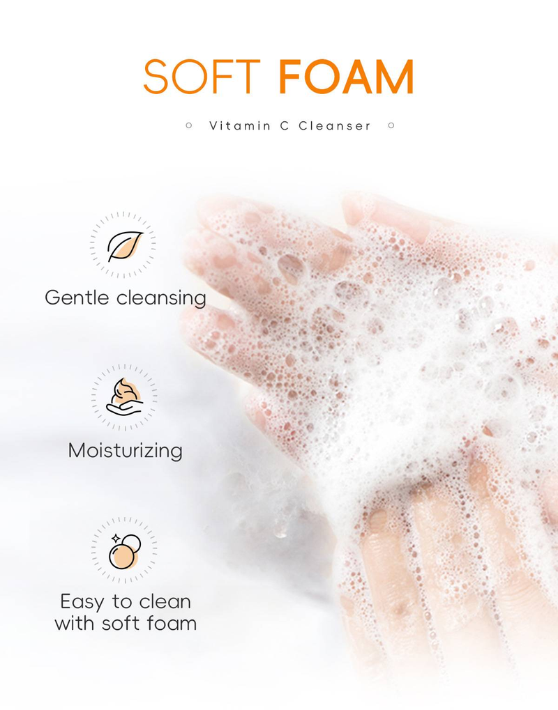LAIKOU Vitamin C Gesiichtswäsch - Ophellend & Porenpfleeg, - Feuchtigkeitsspendend, Porenreinigung, 100g_voghion.com