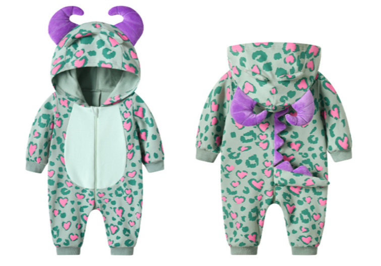 Qiletu New Spring Infant Baby Cute Pure Cotton Knitted Jumpsuit Polka Dot Little Monster Total Link_voghion.com