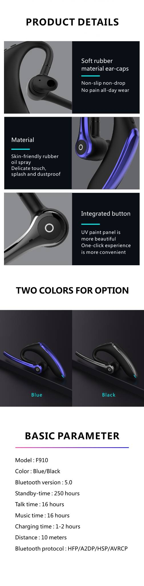 F910 Business Ear Hanging Wireless Bluetooth-Kopfhörer mit hochauflösender Rauschunterdrückung und Doppelmikrofon für Anrufe_voghion.com
