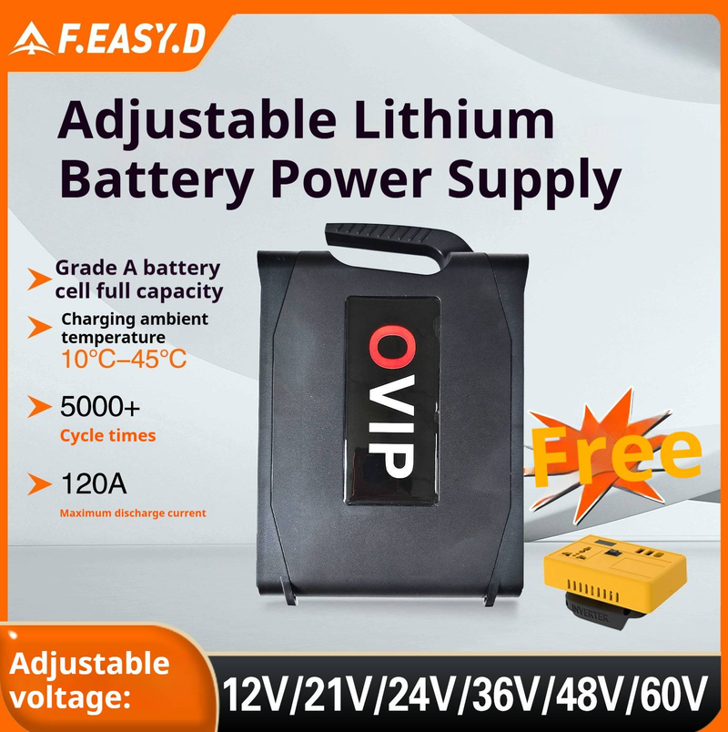 Draagbaar lithium-batterij-energiestation - 60V oplaadbare voeding met hoge capaciteit voor doe-het-zelf, bouw, kamperen en buitenactiviteiten_voghion.com