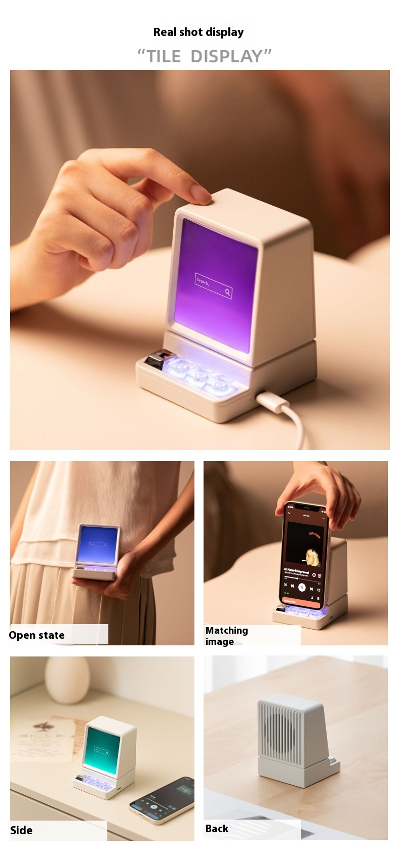 Enceinte Bluetooth classique avec lumières RVB – Système audio portable pour ordinateur de bureau, maison, bureau et voyage_voghion.com