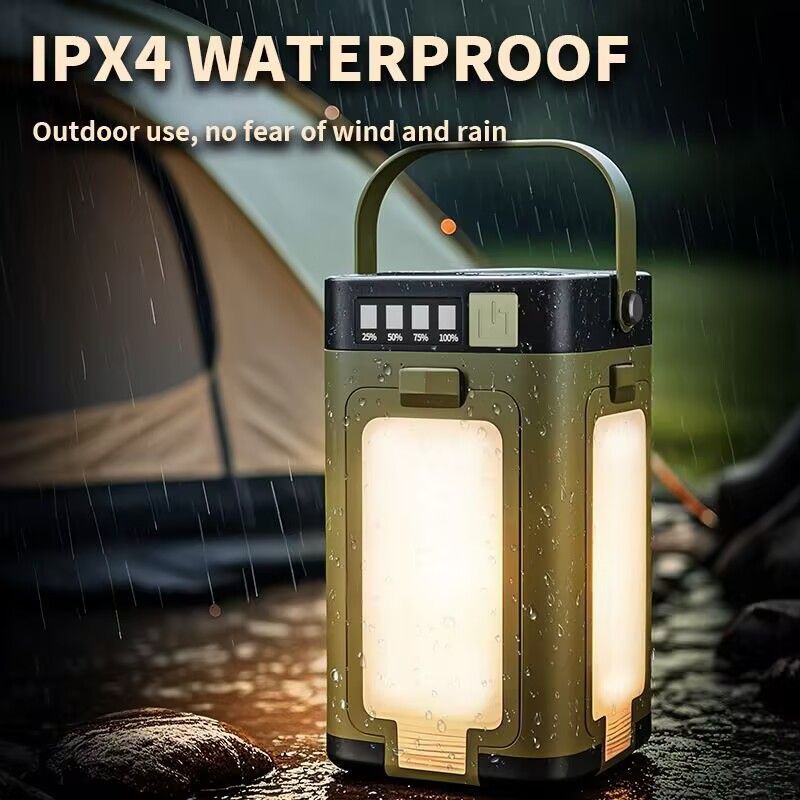 Portable Solar Camping Lantern With 2000mAh Battery - 4-Leaf Foldable LED Light For Outdoor, Emergency & Nighttime Ambiance_voghion.com