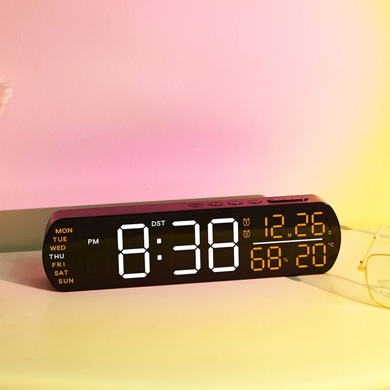 Sveglia digitale a LED multifunzionale con display della temperatura, calendario e indicatore della settimana - Orologio da tavolo moderno per casa/ufficio_voghion.com