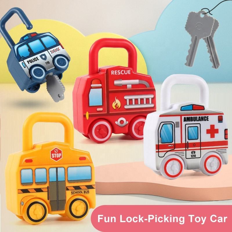 Baby Fun Cognitive Key Unlocking Sliding Toy Car 0-3 Year Old Baby Hands On Unlocking Puzzle Toys Play House Toys_voghion.com