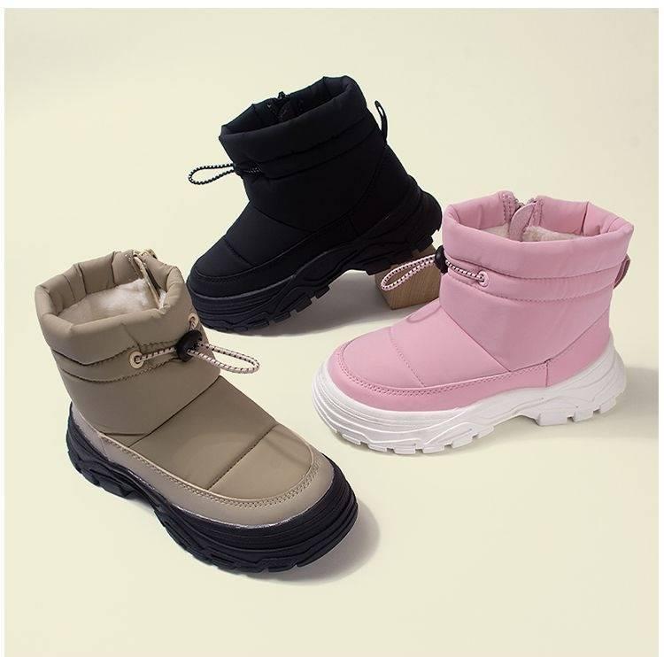 Winterstiefel für Kinder – Warme, fleecegefütterte und wasserabweisende Schuhe (Schwarz/Beige/Rosa/Khaki) – Rutschfeste TPR-Sohle (Größen 26–32)_voghion.com