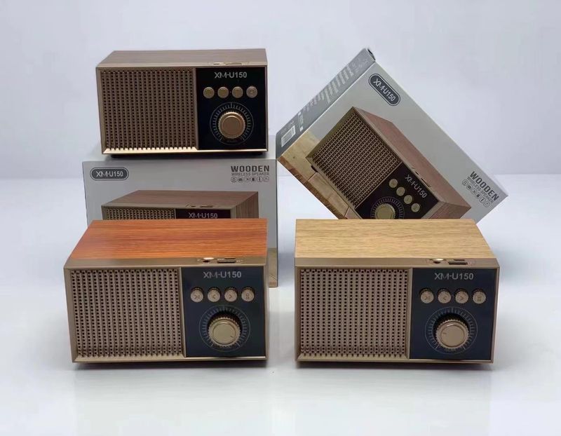 speaker, wireless FM radio, subwoofer, portable wooden Bluetooth speaker XM-U150_voghion.com