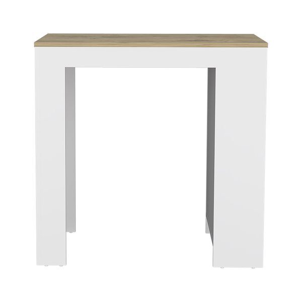 Kitchen Island Doyle, Three Side Shelves, White And Light Oak Finish_voghion.com