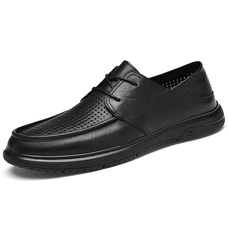 Zapatos perforados de verano 2025 para hombre, con una capa superior de piel de vacuno transpirable y cómoda, de cuero fino para oficina y ocio._voghion.com