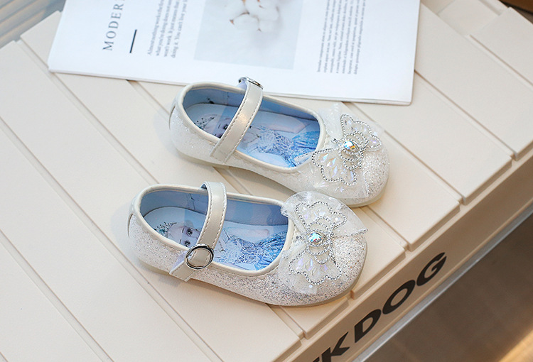Elsa Crystal Princess 2024 Frühjahr Neue Schleife Kinder Baby Weiche Sohle Kleines Mädchen Wasser Diamant Schuhe_voghion.com