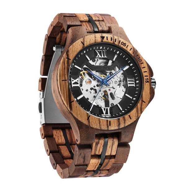 Mechanische Herrenuhr Automatik aus reinem Holz, handgefertigt_voghion.com
