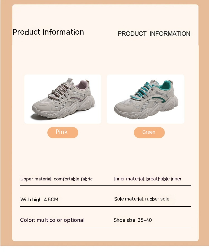 INS Korean Version Mesh Low Top Dad Shoes 2023 Autumn New Breathable Student Sports Increase Leisure_voghion.com
