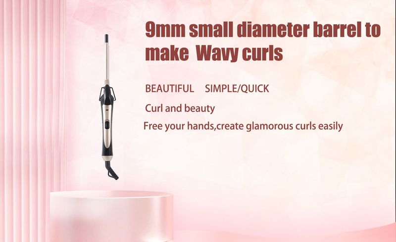 Micro ferro arricciacapelli da 9 mm, cilindro in ceramica per ricci e onde stretti, clip fissa, 30 impostazioni di calore, cavo girevole a 360°, strumento professionale per lo styling dei capelli_voghion.com