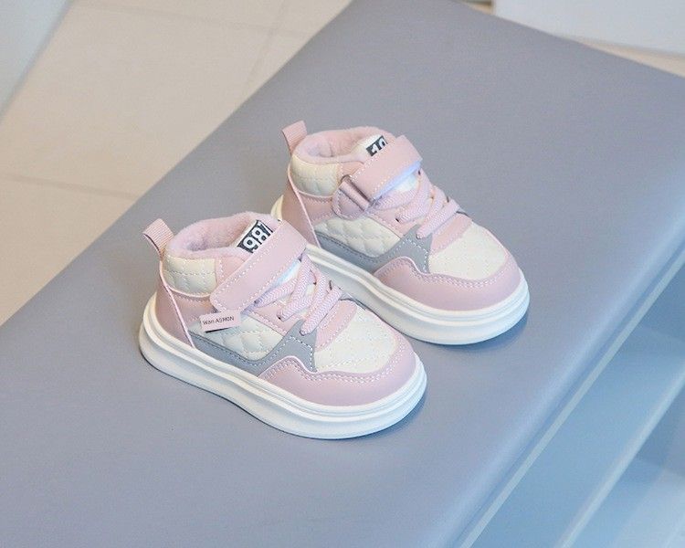2024 Winter Kids Plush Padded Board Two Cotton Boys' Fashion Casual Shoes Heattech Plaid Girl Sneaker_voghion.com
