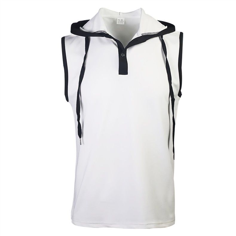 Herrenbekleidung Kapuzen-Tanktop, ärmellos, atmungsaktiv, Sommerweste für Fitnessstudio und Freizeit (Schwarz/Weiß/Karamell/Grau/Burgund/Khaki, S-XXXL)_voghion.com