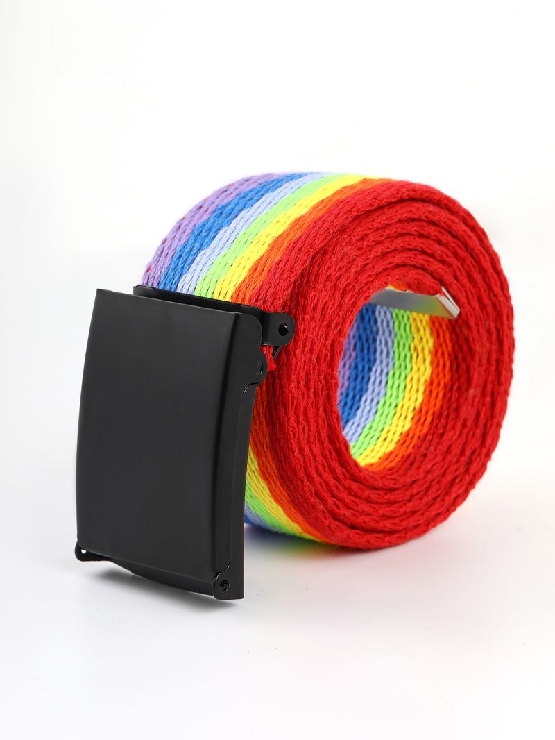 HEIßE Neue Mode Leinwand Männer Damen Retro Einfache Design Gürtel Hohe Qualität Unisex Regenbogen Bund Jeans Zubehör_voghion.com
