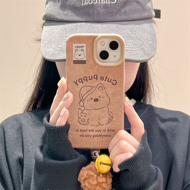 TechGlobe Maillard Brown Cute Hat Puppy Case For IPhone 16 Pro Max 15 Plus/13_voghion.com