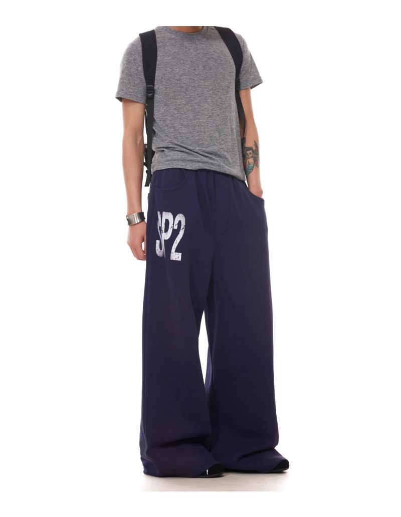 Men's Baggy Cargo Pants – Retro Loose-Fit Cotton-Polyester Joggers With Print & Elastic Waist (Yellow/Navy, S-XXL)_voghion.com