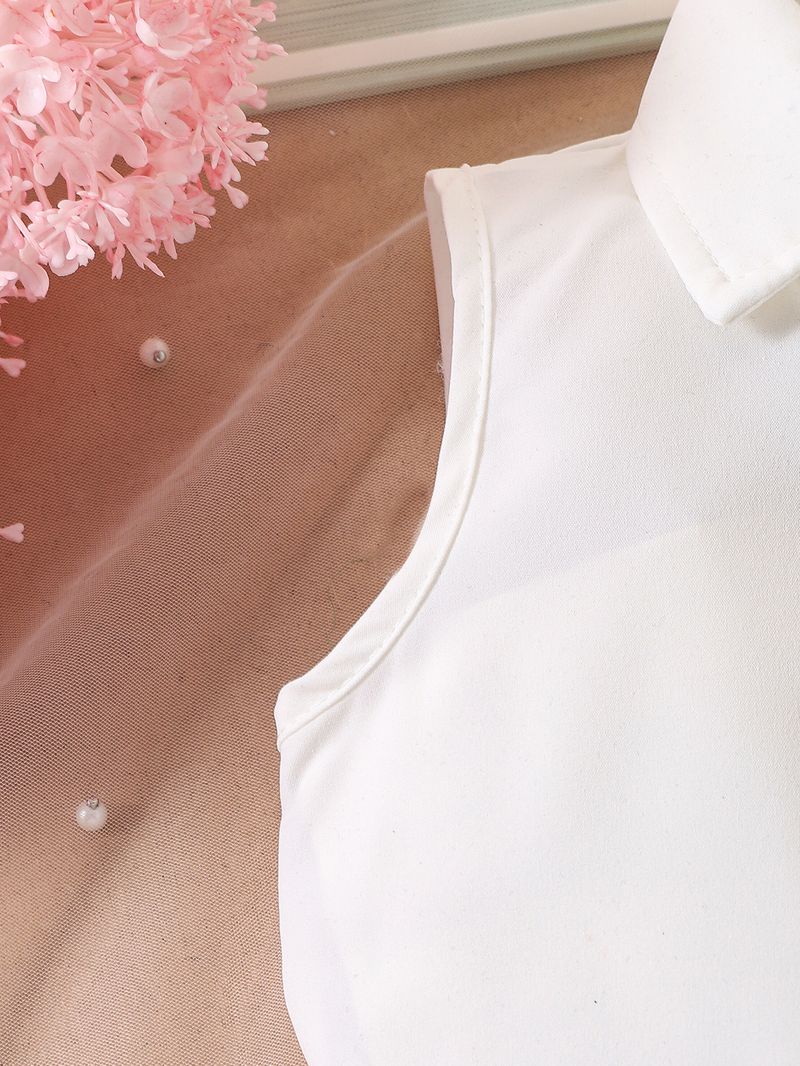 Ensemble deux pièces pour filles, haut à revers et jupe plissée, décoration florale 3D, pré-vente, nouvelle collection été européenne et américaine_voghion.com