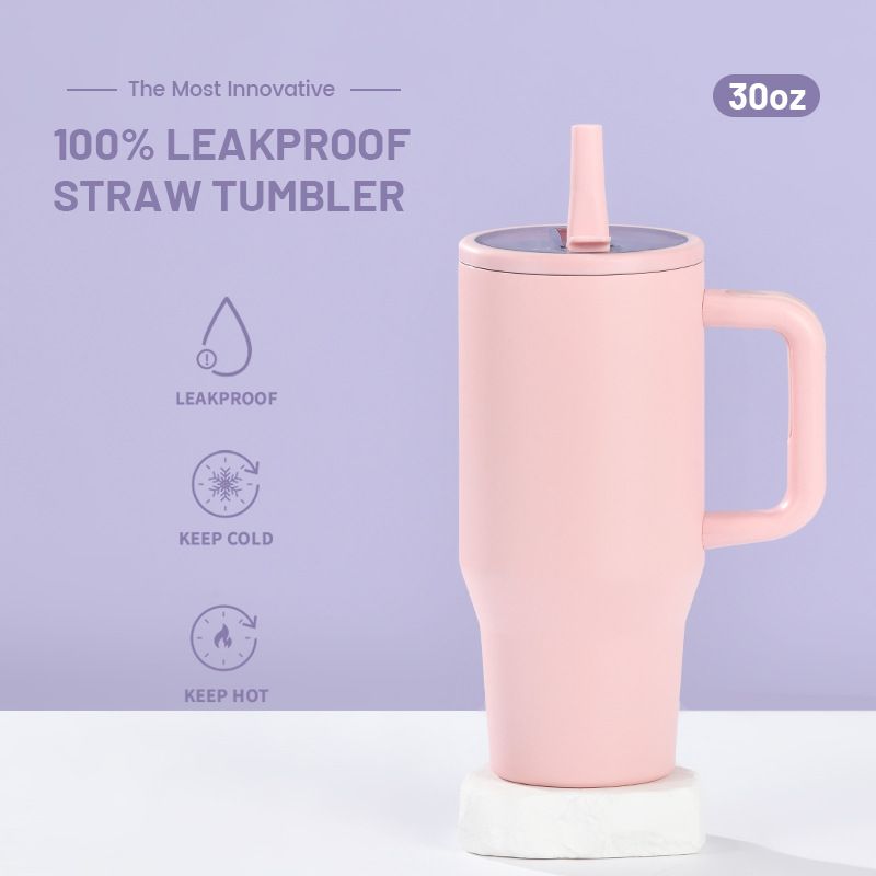 Thermos da 30 once a doppio strato, tazza termica portatile con cannuccia pieghevole a prova di perdite, per bere direttamente_voghion.com