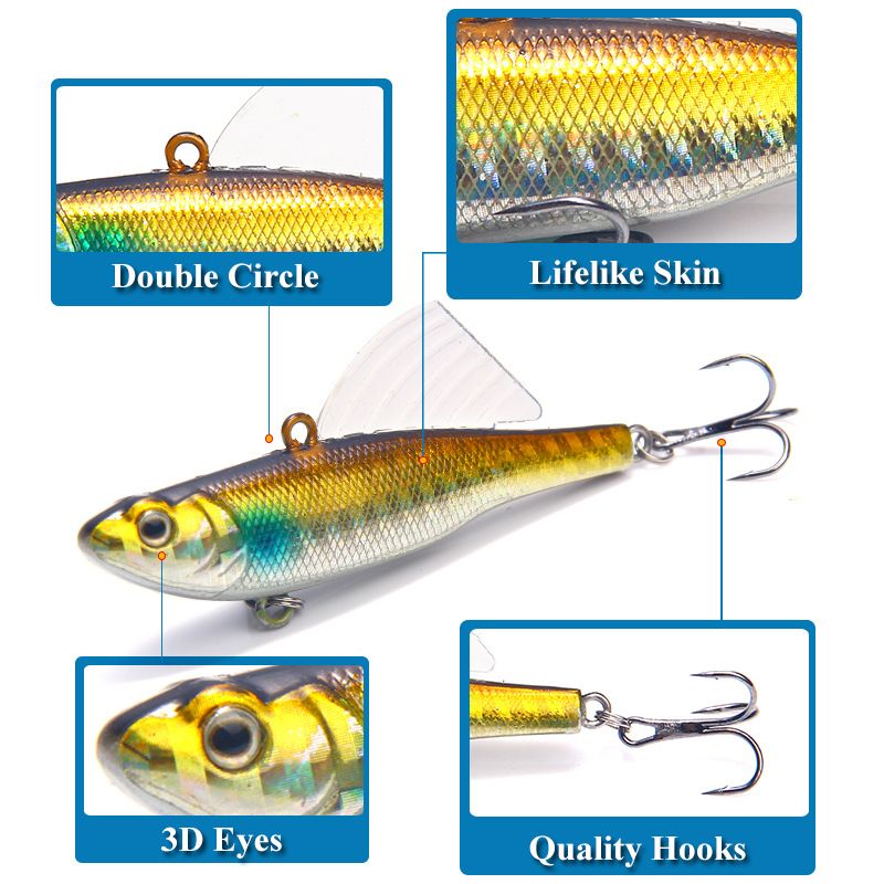 Przynęta Vib Lure Bait Twarda przynęta tonąca ołówkowa 6,5 cm/17,2 g ze skrzydłami symulująca przynętę na ryby sprzęt wędkarski_voghion.com