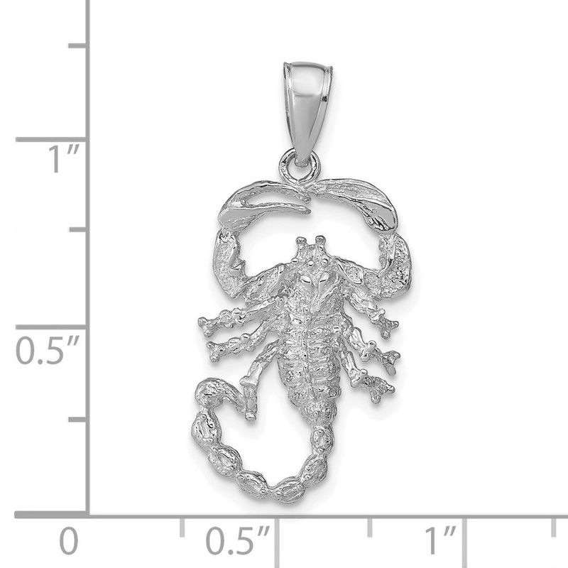 14K White Gold Solid Polished Open-Backed Scorpion Pendant_voghion.com