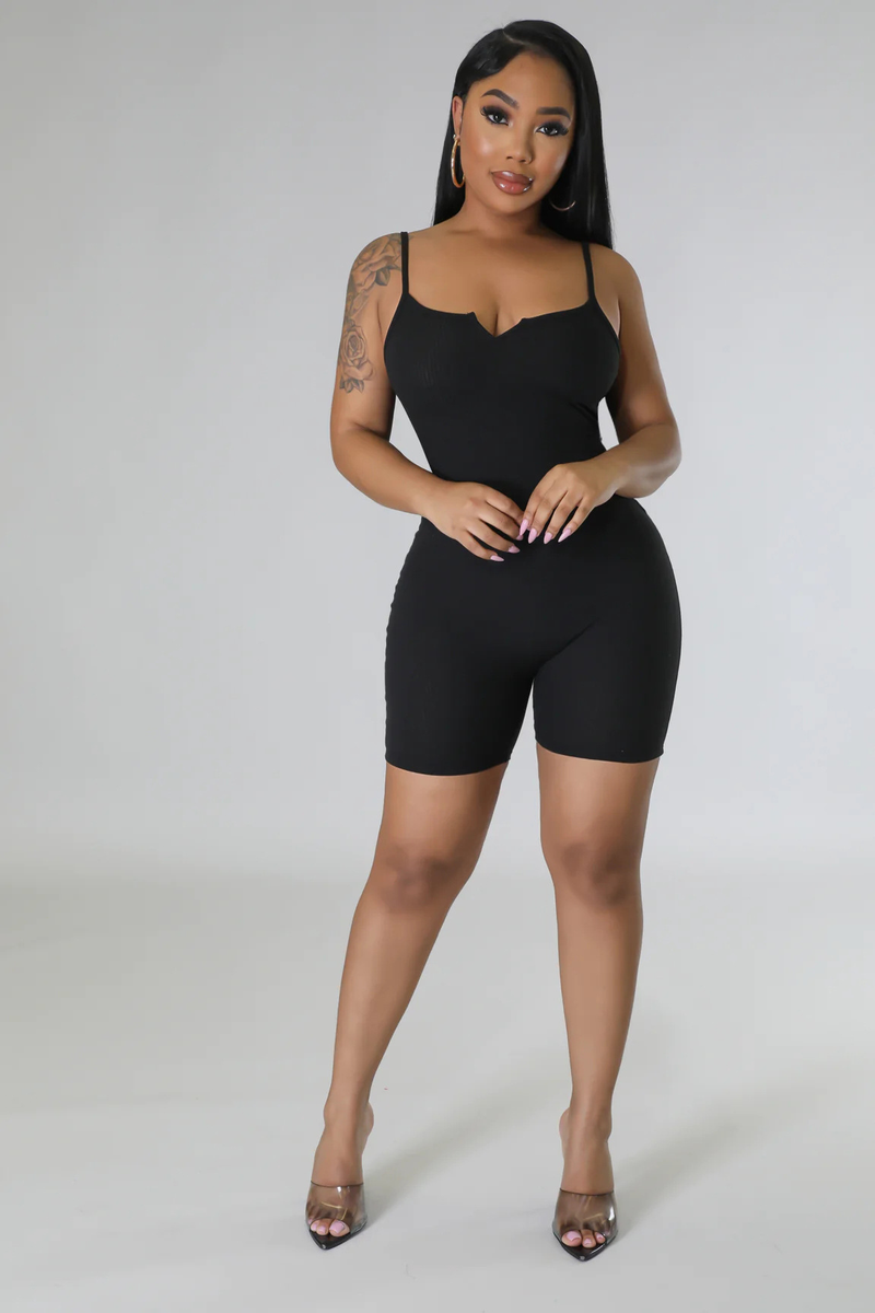 Nuevo mono casual ajustado con escote en V pequeño para mujer_voghion.com