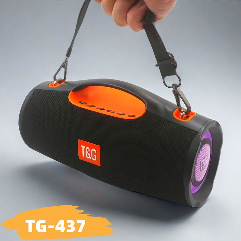 Tragbares TG437 Bluetooth mit Riemen und buntem LED-Licht, 20 W Doppellautsprecher, TWS-Subwoofer-Soundsystem_voghion.com