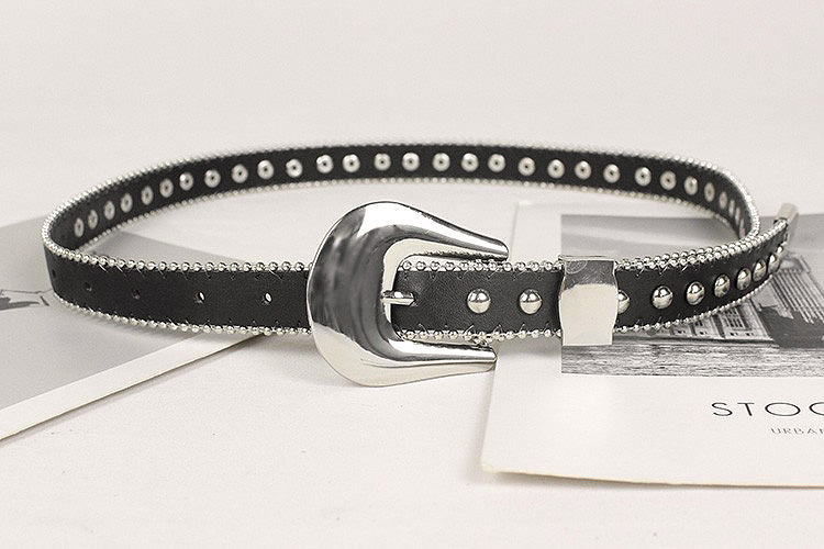 Ceinture fine en métal polyvalent pour femmes, nouveau Style Punk, ceinture en jean, Rivet décoratif, petite ceinture de pantalon_voghion.com