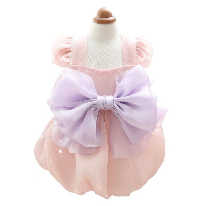 Haustier Kleidung Sommer Katze Prinzessin Bichon Frise Flatterärmel Bowknot Malteser Kleid_voghion.com
