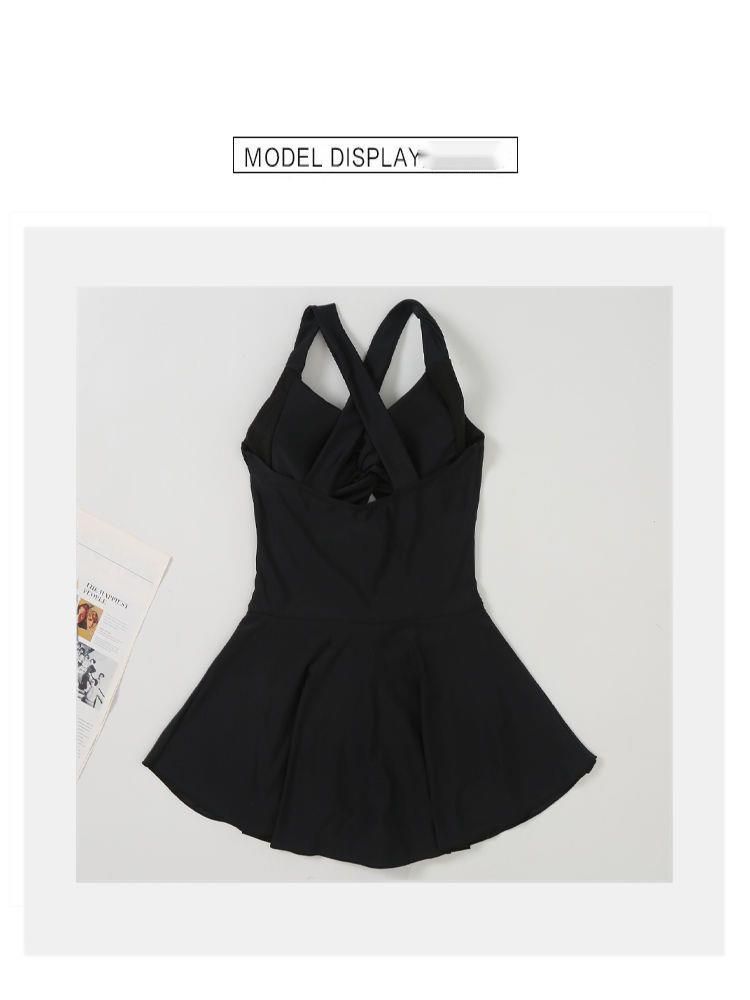 Nuovo costume da bagno intero da donna, stile classico con gonna snellente, costume da bagno push-up per le vacanze estive e le sorgenti termali_voghion.com