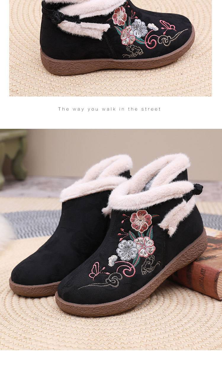 Wanter al Peking Stoffschuhe fir Fraen plus Fleece verdickt Mëttelalter an eeler ethnesch Wand Kottengstiwwelen rutschfest gestickte Kottengschuhe_voghion.com