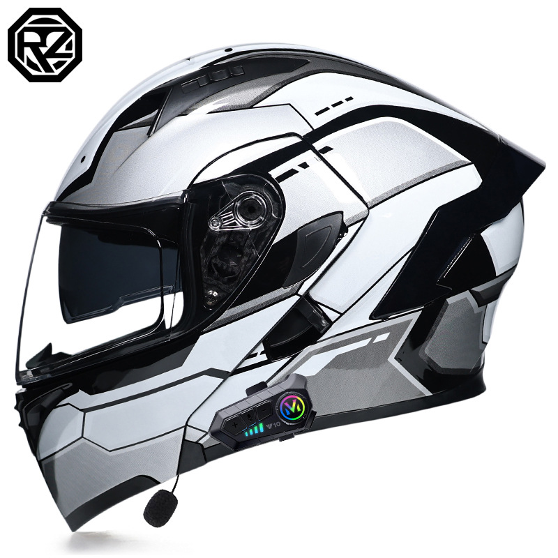 Acessórios e peças para motocicletas capacetes elétricos para motocicletas masculinas e femininas personalizados com bateria para capacete completo Bluetooth para motocicleta_voghion.com